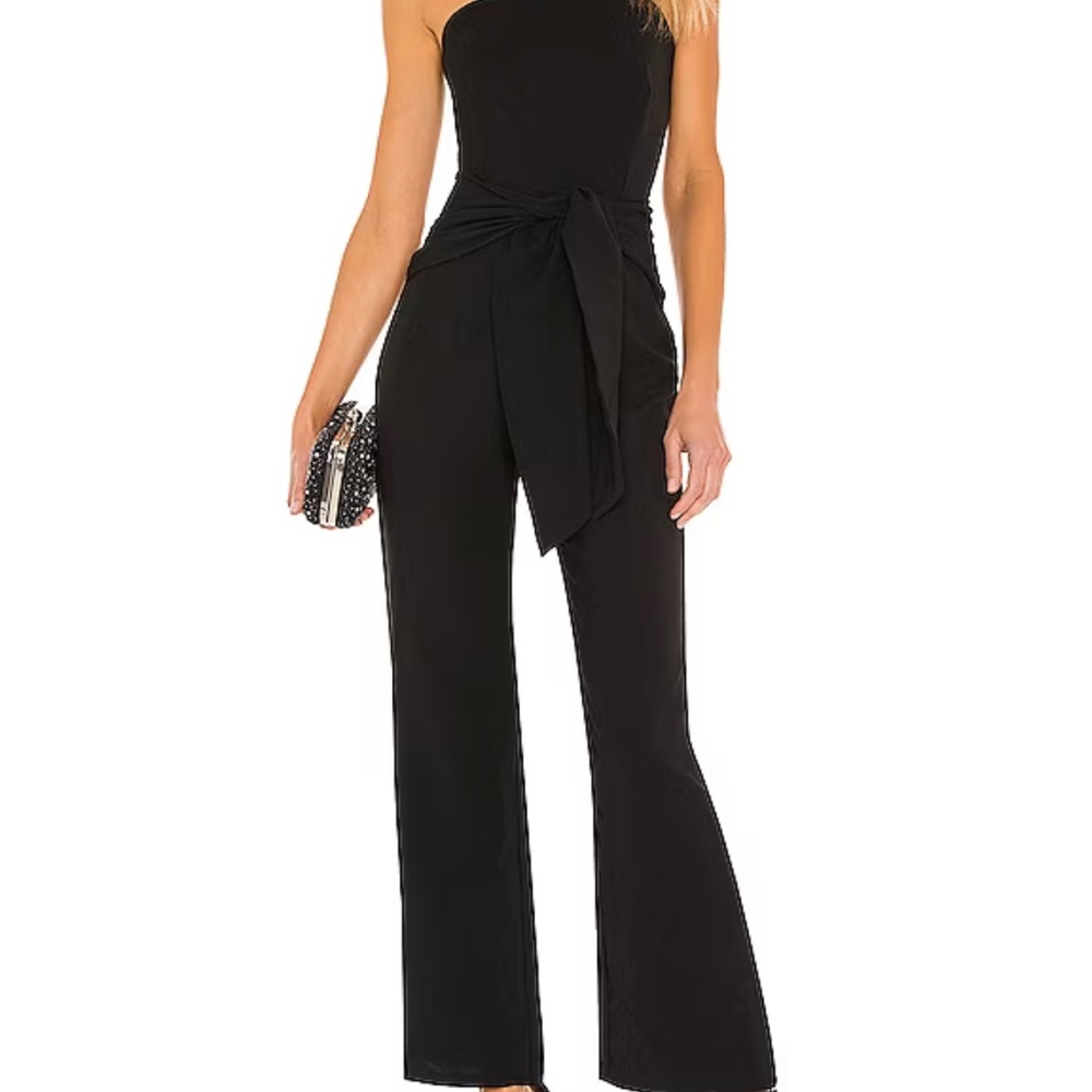 Superdown Jordan Tie Waist Jumpsuit in Black